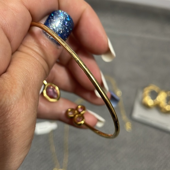 “Talia” Gold Toned Necklace and Bangle Bracelet Set - Picture 2 of 13